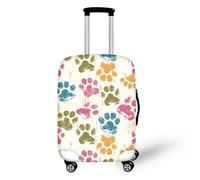 Odot Coprivaligia Alta Elasticità in Poliestere e Spandex,Protezione Antipolvere & Antigraffio per Bagaglio Cabina e Stiva, Design Impronte Zzampe Cane per Identificare il Tuo Bagaglio (multicolore,S)