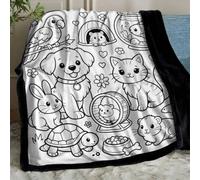 Odot DIY Coperta da Colorare per Bambini (Stampa 101,150x127cm) | con 24 Pennarelli per Tessuto Lavabili, Kit Lavoretti Creativi Bambina Bambino, Morbida Coperta Pile, Colora La Tua