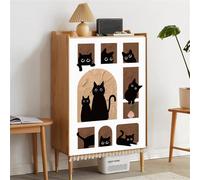 Odot Gattino Nero Tende per Armadietti con Nappe,Breve Finestra Tenda per dell'Armadio con Autoadesiva,Tende da Sipario per la Decorazione Porta Cucina Armadietti Armadio Lavandino (Caffè,80x120cm)