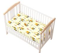 Odot Lenzuolo con angoli Lenzuola Carrozzina Neonato, Cartone animato Motivo Bambino Cotone Coprimaterasso, Lenzuola per Culla Babybay (escavatore,70x140 cm)