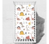 Odot Lenzuolo con angoli Lenzuola Carrozzina Neonato, Cartone animato Stampa di Dinosauri Bambino Cotone Coprimaterasso, Lenzuola per Culla Babybay (Stile 3,60x120 cm)
