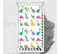 Odot Lenzuolo con angoli Lenzuola Carrozzina Neonato, Cartone animato Stampa di Dinosauri Bambino Cotone Coprimaterasso, Lenzuola per Culla Babybay (stile 1,100x135 cm)
