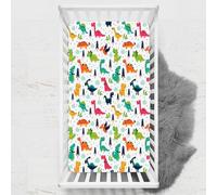 Odot Lenzuolo con angoli Lenzuola Carrozzina Neonato, Stampa di Dinosauri Bambino Cotone Coprimaterasso, Lenzuola per Culla Babybay (Bianco,100x135 cm)