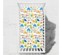 Odot Lenzuolo con angoli Lenzuola Carrozzina Neonato, Stampa di Dinosauri Bambino Cotone Coprimaterasso, Lenzuola per Culla Babybay (Compleanno,100x135 cm)