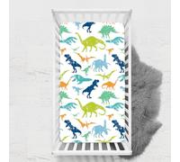 Odot Lenzuolo con angoli Lenzuola Carrozzina Neonato, Stampa di Dinosauri Bambino Cotone Coprimaterasso, Lenzuola per Culla Babybay (bianco 3,100x135 cm)