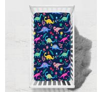Odot Lenzuolo con angoli Lenzuola Carrozzina Neonato, Stampa di Dinosauri Bambino Cotone Coprimaterasso, Lenzuola per Culla Babybay (blu navy,100x135 cm)
