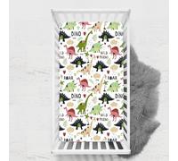 Odot Lenzuolo con angoli Lenzuola Carrozzina Neonato, Stampa di Dinosauri Bambino Cotone Coprimaterasso, Lenzuola per Culla Babybay (bianco 2,100x135 cm)