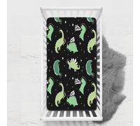 Odot Lenzuolo con angoli Lenzuola Carrozzina Neonato, Stampa di Dinosauri Bambino Cotone Coprimaterasso, Lenzuola per Culla Babybay (Nero,100x135 cm)