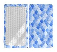 Odot Lenzuolo con Angoli per Lettino Bambino,Stampa Scales 3D Lenzuola Carrozzina Lenzuola da Lettino Neonato Morbido Resistente Lenzuola per Culla per Bambine Ragazzi (Blu pallido,75x30cm)