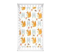 Odot Lenzuolo con Angoli per Lettino e Culla Standard, Coprimaterasso con Stampa Scoiattolo del Fumetto in Microfibra Morbido e Traspirante, per Bambino/Neonato/Singolo (Floreale,80x160cm)