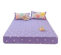 Odot Lenzuolo Coprimaterasso con Angoli, Motivo Amore Cuore Lenzuola sotto con Angoli profondità 28cm, per Bambino Adulto, Singolo Matrimoniale e Una Piazza e Mezza (180x200x28cm,Viola)