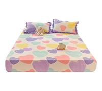 Odot Lenzuolo Coprimaterasso con Angoli, Motivo Amore Cuore Lenzuola sotto con Angoli profondità 28cm, per Bambino Adulto, Singolo Matrimoniale e Una Piazza e Mezza (120x200x28cm,Amore Cuore)