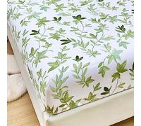 Odot Lenzuolo Coprimaterasso con Angoli, Motivo Pianta Lenzuola sotto con Angoli profondità 25cm, per Bambino Adulto, Singolo Matrimoniale e Una Piazza e Mezza (120x200x25cm,Foglie Verdi)
