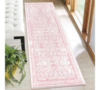 Odot Moderna Alfombras de Pasillo Larga Antideslizante Suave Alfombra Corredor Lavable Vintage Tapete para Entrada Cocina Dormitorio Lavandería Comedor Habitacion (Rosa e bianco,80x180cm)