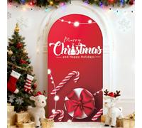 Odot Natale Tessuto per Sfondo ad Arco, Sfondo ad Arco per Allestimenti in Tessuto Elastico per Tema di Natale, Festa di Decorare (Bastone a strisce,6FT-80x180cm)