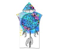 Odot Poncho con Cappuccio Asciugamano per Cambiarsi, Microfibra Assorbente Spiaggia Nuoto Surf Donne & Uomini 3D Copricostume Accappatoio Indossare (75x110cm,Cacciatore di sogni)