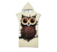 Odot Poncho con Cappuccio Asciugamano per Cambiarsi, Microfibra Assorbente Spiaggia Nuoto Surf Donne & Uomini 3D Copricostume Accappatoio Indossare (75x110cm,caffè)