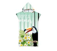 Odot Poncho con Cappuccio Asciugamano per Cambiarsi, Microfibra Assorbente Spiaggia Nuoto Surf Donne & Uomini 3D Copricostume Accappatoio Indossare (75x110cm,Fiore)
