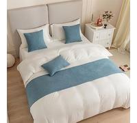 Odot Runner Letto con Cuscini, Runner Letto Matrimoniale Morbido con Federa Cuscino Sciarpa Letto Decorativa Corridore Letto Scarf Runner Modern Decorazione per Alberghi (Blu foschia,45*240+45*45cm)