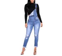Odot Salopette Pantaloni Ragazza, Donna Jeans Sciolto Overall Lunga Dungarees Tuta Denim Casual Pantaloni Bavaglino Jumpsuit Moda Hippie Cinturino (M,Blu)