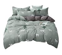 Odot Set Biancheria da Letto Matrimoniale 3 Pezzi, Zoo Set Copripiumino Set Copripiumini Matrimoniali in Microfibra con Federe Chiusura a Zip Parure da Letto Bambini Adulto (200x200cm,Cervo)