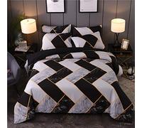 Odot Set Copripiumino 2 Pezzi, Geometria Semplice Marmo Nero 100% Microfibra Set Biancheria da Letto Morbida con Chiusura a Cerniera Copripiumino e Federe (135x200cm-2pcs,Rettangolo)