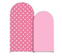 Odot Set di 2 Copertura per Arco (Pois marroni,7.2FT+6FT) | Sfondo Tessuto Elastico in Spandex Chiara Sfondo per Arco Decorazioni per Matrimonio Compleanno Festa Eventi