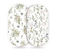 Odot Set di 2 Lenzuolo con Angoli Neonato, Lenzuola per Carrozzina Lenzuola da Culla Copri Fasciatoio Bambino Coprimaterasso in Cotone Morbido con Fascia Elastica (Giardino Verde,82x41cm)