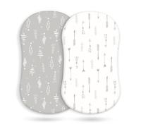 Odot Set di 2 Lenzuolo con Angoli Neonato, Lenzuola per Carrozzina Lenzuola da Culla Copri Fasciatoio Bambino Coprimaterasso in Cotone Morbido con Fascia Elastica (Foresta Grigia,82x41cm)
