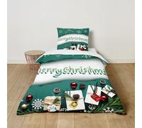 Odot Set di Biancheria da Letto Natale per Camera dei Bambini, Set Copripiumino Singolo Bambino Bambina, Biancheria da Letto Singolo con Copripiumini + Federa (Pigne C,140x200cm)