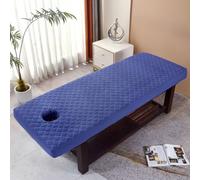 Odot Spesso Copri Lettino da Massaggio Spa Copertura Protettiva con Foro Lenzuolo per Lettino da Massaggio Coprilettino Estetica Lenzuolo Lavabile per SPA Massaggi, Tinta Unita (Blu navy,70x190cm)