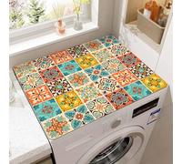 Odot Tappetino Antiscivolo Lavatrice, 50x60cm Patchwork Tappeto Assorbente Superiore per Lavatrice, Tappeto Assorbente Asciugatura Rapida (Nostalgia,50x60cm)