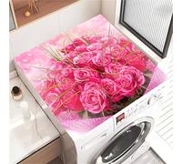 Odot Tappetino Antiscivolo Lavatrice, Stampa 3d di Rose Tappeto Assorbente Superiore per Lavatrice, Tappeto Assorbente Asciugatura Rapida in Diatomee Antiscivolo (Rosa rossa 1,50x60cm)