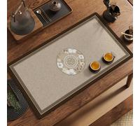 Odot Tappetino Scolapiatti, Tappetino Scolapiatti Assorbente Stile Cinese Tavolo Tè Tappetino Assorbente Cucina Asciugatura Rapida Tappetino Macchina Caffe Antiscivolo (35x80cm,Caqui)