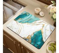 Odot Tappetino Scolapiatti, Tappetino Scolapiatti Assorbente Super Tappetino Marmo Blu-Verde Assorbente Cucina Asciugatura Rapida Tappetino Macchina Caffe Antiscivolo (C,40x60cm)