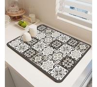 Odot Tappetino Scolapiatti, Tappetino Scolapiatti Assorbente Tappetino Assorbente Cucina Asciugatura Rapida, Tappetino Macchina Caffe Antiscivolo, Stile Marocchino (Grigio,40x50cm)