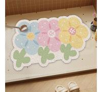 Odot Tappeto Doccia Antiscivolo, Fiori dei Cartoni Animati Tappetino da Bagno in Luffa PVC, Tappeto Lavabile Morbida, Tappeti bagno con Scarico Asciugatura per Area Umida (Colorato,50x80cm)