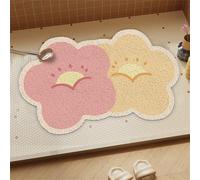 Odot Tappeto Doccia Antiscivolo, Fiori dei Cartoni Animati Tappetino da Bagno in Luffa PVC, Tappeto Lavabile Morbida, Tappeti bagno con Scarico Asciugatura per Area Umida (Giallo,50x80cm)