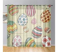 Odot Tende Semi Trasparenti con Occhielli, Uova di Pasqua Tenda Voile 2 Pannelli Filtranti Finestra Moderna per Interni Soggiorno Camera da Letto Cucina Balcone (Pasqua,140x275cm)