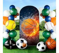 Odot Tessuto per Sfondo ad Arco Elastico Top Rotondo, Copertura per Arco Nuziale a Doppio Lato Decorativa per Allestimenti di Matrimonio, Compleanno (Pallacanestro,5FT-65x150cm)