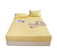 Odot Tinta Unita Lenzuolo Elasticizzato con Angoli, Stile Semplice Lenzuolo Coprimaterasso Confortevole Lenzuola sotto profondità 25cm per Singolo Matrimoniale (90x200cm,Giallo Pallido)