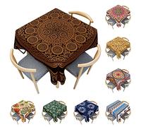 Odot Tovaglia Quadrata Antimacchia, Tovaglie da Tavola in Poliestere Boho Mandala 3D per Salotto Tavolino da caffè Pranzo Cucina Giardino Decorazione (Mandala Tonda,140x140cm)