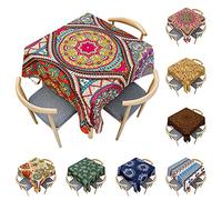 Odot Tovaglia Quadrata Antimacchia, Tovaglie da Tavola in Poliestere Boho Mandala 3D per Salotto Tavolino da caffè Pranzo Cucina Giardino Decorazione (Mandala Esotico,90x90cm)