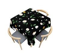 Odot Tovaglia Quadrata Antimacchia, Tovaglie da Tavola in Poliestere con Stampa Floreale 3D per Salotto Tavolino da caffè Pranzo Cucina Giardino Decorazione (Margherita Bianca,120x120cm)