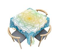 Odot Tovaglia Quadrata Antimacchia, Tovaglie da Tavola Rettangolare in Poliestere con Stampa Mandala 3D per Salotto Pranzo Cucina Giardino Feste Decorazione (Colore sfumato,100x100cm)