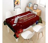 Odot Tovaglia Rettangolare Tovaglia Quadrata Tovaglia Antimacchia Tovaglie per Feste Compleanno Tovaglia Natalizia Stampata Copri Tavolo Soggiorno Copritavolo (150x260cm,Cappello di Babbo Natale)