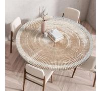 Odot Tovaglia Rotonda Antimacchia con Bordo Elastico 3D Motivo Tovaglia da Tavola Lavabile Antiscivolo Copritavolo per Compleanno Cucina Tavolo da Pranzo caffè Cene Feste (120cm,ASSE)