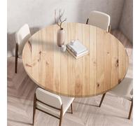 Odot Tovaglia Rotonda Antimacchia con Bordo Elastico Motivo Legno Tovaglia da Tavola Lavabile Antiscivolo Copritavolo per Compleanno Cucina Tavolo da Pranzo Caffè Cene Feste (110cm,Asse)