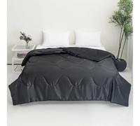 Odot Trapunta Piumino Estivo Reversibile, 4,5 Tog Satin Trapunta Leggera Primaverile Coperta Trapuntatura Morbido per Letto Matrimoniale Una Piazza e Mezza (Nero,220 * 240cm)