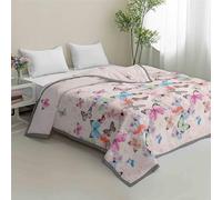 Odot Trapuntino Copriletto Singolo Matrimoniale Leggero Primaverile ed Estivo in Microfibra con Stampa Moderno Classico Copriletto Trapuntato Trapunta Leggera Una Piazza e Mezza (Farfalla,180x200cm)